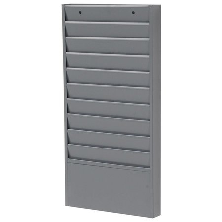 GLOBAL INDUSTRIAL Steel Medical Chart Hanging Wall File Holder, 10 Pockets, Gray 806401